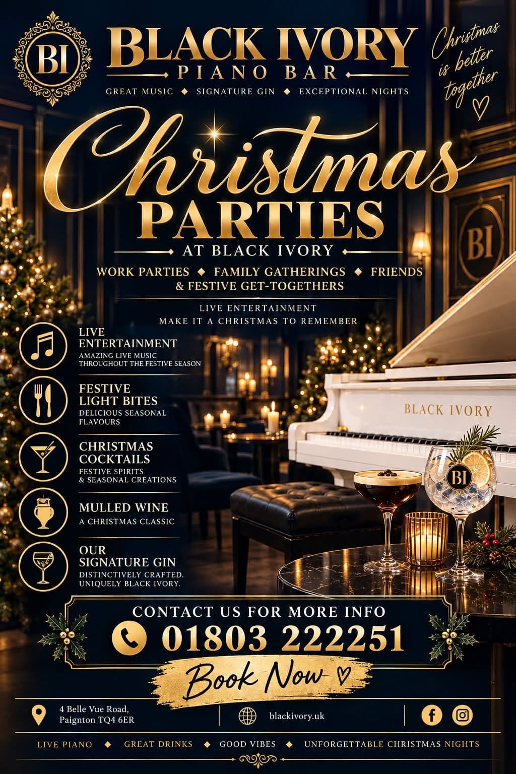 Christmas parties at Black Ivory poster